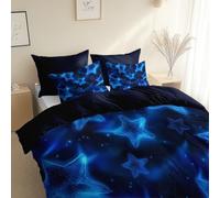 Fantasy Style Glowing Stars Duvet Cover Set Cot-bed 120 x 150 cm - 2 piece Bedding for All Seasons Hypoallergenic Dark Navy Black Duvet Cover, with 1 Pillow Shams