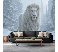 Fantasy Style Photo Wallpaper Animal Snow White Lion Art 3D Wall Paper, Large Wall Murals Hd Printing Water Proof for Living Room Bedroom Bathroom Kitchen 400 x 280 cm