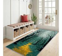 Fantasy Style Runner Rug for Entryway 60 x 150 cm Long Carpet, Magic Art Nature Forest Tree Runners Rug Bedroom Floor - Washable Non Shedding Dark Green Carpets for Hallway Kitchen
