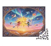 Fantasy Sun and Starry Sky 1000 Piece Jigsaw Puzzle Paper for Adults Dreamlike Kite Scene Puzzle Game for Family Relaxation Focus Gift 70x50cm/1000pcs