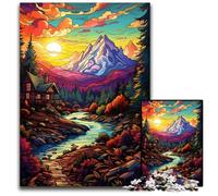 Fantasy Sunset Mountains Puzzle 1000 Pieces Jigsaw Jigsaw Puzzles Perfect for Family Fun on Christmas, Thanksgiving, Birthdays & Easter 1000 PCS(38x26cm)