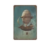 Fantasy Surreal Sky Scenery Steampunk Airship Sci Fi Stardust Space Image Rustic Sign Decor Retro Vintage Metal Tin Signs Wall Art Signage,Primitive Farmhouse Country Farm Outdoor Decor 6"x8"