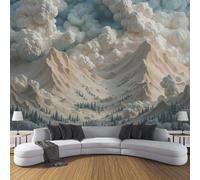 Fantasy Surreal Wallpaper, Mountains Clouds Wallpaper for Room Decoration, Beige Wall Murals Art Decor, for Living Room Tv Background Bedroom - 250 x 175 cm