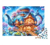 Fantasy Teapot House 1000pc Thick Cardboard Jigsaw Puzzle for Stress Relief Seekers Christmas Gathering Home Decor Home Leisure Time Social Icebreaker 52x38cm/1000pcs