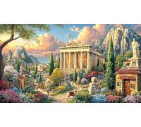 Fantasy-Temple-Village 1000 Piece Adult Jigsaws Fun Present & Activity for Home Educational Game Challenge Challenging Puzzles for Women, Gifts for Men 70x50/1000pcs