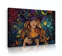 Fantasy Theme Canvas Wall Art Print Abstract Colorful Swirl Beautiful Woman Portrait Poster Picture Painting for Apartment Decor 50x75cm Innerframe
