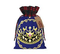 Fantasy Tiara Christmas Tree Hanging Gift Bags Jute Drawstring Sacks with, Eco-Friendly Festive Decor & Small Present Bag for Xmas Tree
