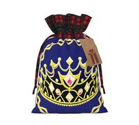 Fantasy Tiara Christmas Tree Hanging Gift Bags Jute Drawstring Sacks with, Eco-Friendly Festive Decor & Small Present Bag for Xmas Tree