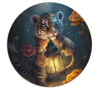 Fantasy Tiger 1000 Piece Puzzle 1000-Piece Round Jigsaw Puzzle Perfect for Family Fun on Christmas, Thanksgiving, Birthdays & Easter 67.5x67.5cm