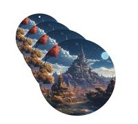 Fantasy Town Car Air Fresheners 4 Pcs Funny Hanging Car Air Fresheners Cute Long Lasting Scented Mirror Hanging Decoration Ornaments Gift For Men Women Round Shape