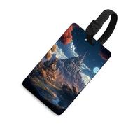 Fantasy Town Luggage Tag Cute Unique Travel Bag Tag Personalized Luggage Tag ID Label Address Card and Durable Round Ring Travels Gift Airport Essentials Black-Style