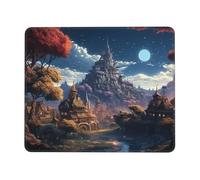 Fantasy Town Mouse Pad with Stitched Edge, Comfortable Mouse Pads with Non-Slip Rubber Base Gaming Mouse Mat Washable Mousepads Computers Laptop Desk Accessories for Office 8.3 x 10.3 in