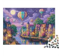 Fantasy Town Night Jigsaws 1000 Pieces for Adults with No Two Pieces Alike Jigsaws 1000 Pieces for Brain Training And Stress Relief Toys for Adults 38x26cm/1000pcs