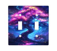 Fantasy Tree Light Switch Cover Plates/Outlet Covers, Colorful Cosmic Bloom for Home Decor, Thermoplastic Wall Plates, Standard Size Double Toggle