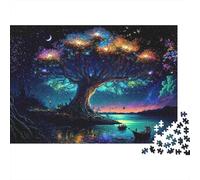 Fantasy Tree Night Sky Puzzles 1000 Pieces for Adults Jigsaw Puzzles for AdultsGlowing Forest Trees 1000 Piece Puzzle Classic Educational Games Beautiful Decoration PuzzledChall