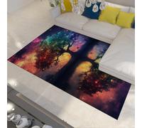 Fantasy Tree of Life Area Rug 120x180 Dreamy Magic Tree Carpet Fantasy Starry Sky Colorful Water Reflection Floor Mat for Nursery Non Slip Washable Decorative Rug for Living Room Room Decor