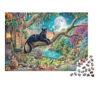 Fantasy Tree Scene Jigsaw Puzzles 1000 Pieces | for Adults & Kids Black Panther on Tree Branch Educational Decompression Game 52x38cm/1000pcs
