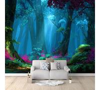 Fantasy Trees Forest Film Artistic Conception Wall Mural Wallpaper 400 x 280 cm, Dark Blue Printed Wall Covering Backdrop, Large Wall Art Decor for Home Office, Bedroom & Living Room