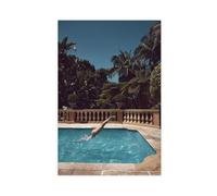 Fantasy Tropical Palm Tree Poolside Summer Vacation Canvas Poster Bedroom Decor Landscape Office Room Decor Gift 8" L X 12" W