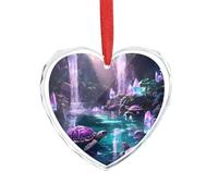 Fantasy Turtles Christmas Hanging Ornaments Crystal Glass Heart Pendant Gifts for Xmas Trees Home Offices