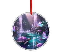 Fantasy Turtles Christmas Hanging Ornaments Crystal Glass Round Pendant Gifts for Xmas Trees Home Offices