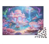 Fantasy Underwater Castle 1000 Piece Jigsaw Puzzle Paper for Adults Enchanted Ocean World Relaxation Focus Family Home Decor Gift 52x38cm/1000pcs
