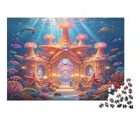 Fantasy Underwater Castle 1000 Piece Jigsaw Puzzle Paper for Adults Vibrant Ocean Scene Relaxing Focus Home Decor 52x38cm/1000pcs