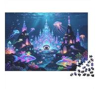 Fantasy Underwater Castle 1000 Piece Jigsaw Puzzle Paper Jigsaw Puzzle for Adults Mysterious Night Sea World Family Entertainment Relaxation Stress Relief 70x50cm/1000pcs