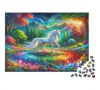 Fantasy Unicorn 1000 Piece Paper Jigsaw for Adults Thick Puzzle Mind Training Home Wall Art Decoration Unicorn Landscape Puzzle 38x26cm/1000pcs