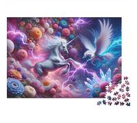 Fantasy Unicorn And Pegasus Art Print Jigsaw Puzzles Puzzle for Adults Kids. 1000 Pieces Whimsical Challenge Toy Educational Game Home Decoration for Educational Games Gifts 52x38cm/1000pcs