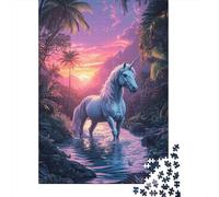 Fantasy Unicorn Jigsaw Puzzle 1000 Piece Jigsaw Puzzle Paper Puzzle for Adults Tropical Forest Relaxing Decor 52x38cm/1000pcs