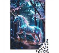 Fantasy Unicorn Jigsaw Puzzle for Adults 1000 Piece Jigsaw Puzzle Enchanted Forest Night Scene Puzzle Game for Family Relaxation Focus 52x38cm/1000pcs