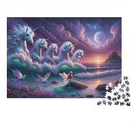 Fantasy Unicorn Sea Castle Jigsaw Puzzles Puzzles for Adults Kids. 1000 Pieces Whimsical Challenge Toy Educational Game Home Decoration for Educational Games Gifts 38x26cm/1000pcs