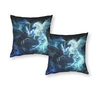 Fantasy Unicorns Duel Artwork Pillowcases 2 Pack Wrinkle Free Breathable Sofa Cushions Home Decor Decorations 12"x12"