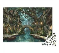 Fantasy Village Canal 100% Recycled Cardboard Forest River Nymph 1000Pc Jigsaw Puzzles For Adults & Kids Fun Present 70x50cm/1000pcs