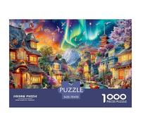 Fantasy Village Jigsaw Puzzles 1000 Piece - Town (northern Lights) Challenging Puzzles, for Men And Women Great Gift Idea70x50cm/1000pcs