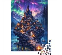 Fantasy Village Under Aurora Borealis 1000 Piece Jigsaw Puzzle for Adults, 70x50cm/1000pcs, White Cardboard, Gift Idea for Puzzle Lovers And Time at Home