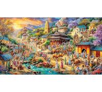 Fantasy-Village-Under-Aurora-Sky 1000 Piece Jigsaw Puzzle for Adults - Recycled Cardboard - Decoration 75x50cm/1000pcs
