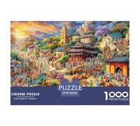 Fantasy Village Under Aurora Sky 1000 Piece Jigsaw Puzzles Suitable for Decompression And Wall Decor Birthday Gifts Family Game for Adults And Kids 38x26cm/1000pcs