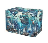 Fantasy Vintage Ocean Lives Wind-Resistant Dog Crate Covers Fixed Buckle at Bottom Pet Cage Cover with Mesh Windows Small