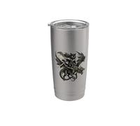 Fantasy Warrior Black Cat Riding Dragon Knight Medieval Stainless Steel Insulated Tumbler