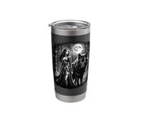 Fantasy Warrior Woman Wolf Full Moon Gothic Motif Stainless Steel Insulated Tumbler