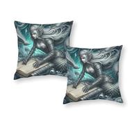 Fantasy Warrior Writing Pillowcases 2 Pack Square Extra Large Cushion Covers Xmas Cushions Covers 16"x16"