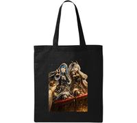 Fantasy Warriors Making Victory Signs Natural Cotton Tote Bag Black
