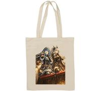 Fantasy Warriors Making Victory Signs Natural Cotton Tote Bag White