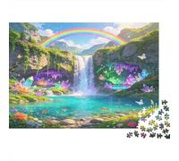 Fantasy Waterfall 1000 Piece Jigsaw Puzzle paper for adults Rainbow Nature Scene focus enhancement home decor stress relief 70x50cm/1000pcs