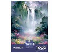 Fantasy Waterfall 3D Paper Puzzle Game 70x50cm/1000pcs, Colorful Flowers - Educational And Stress-relief, Creative Home Decoration, Great Gift for Families