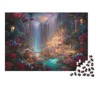 Fantasy Waterfall Garden 1000 Piece Enchanted Waterfall Forest Art Jigsaw Puzzle For Adults Thick Card Board Relaxation Puzzle Game Puzzle 70x50cm/1000pcs