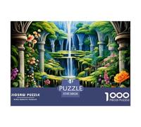 Fantasy Waterfall Garden 1000 Piece Jigsaw Puzzle Paper for Adults Enchanted Forest Scene Puzzle Game for Family Relaxing Focus Home Decor Gift 38x26cm/1000pcs
