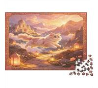 Fantasy White Cat Jigsaw Puzzle for Adults 1000 Piece Jigsaw Puzzle Enchanting Mountain Landscape Relaxing Focus Family Home Decor Gift 70x50cm/1000pcs